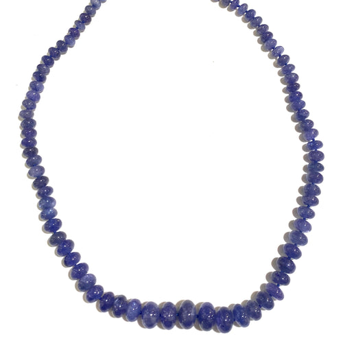 Tanzanite Graduated Beaded Necklace with 9ct Gold Clasp