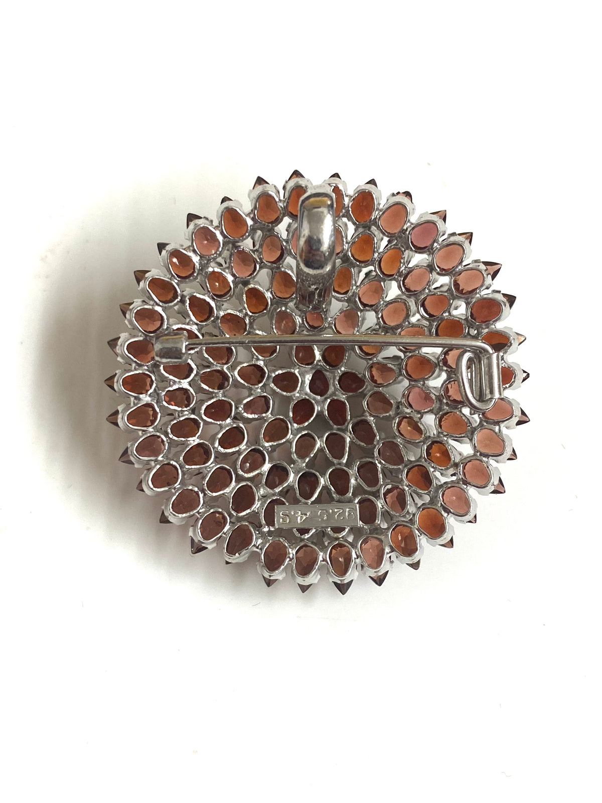 Sterling Silver Round Garnet Brooch