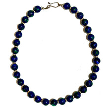 Round Azurite Beaded Necklace with Sterling Silver Clasp