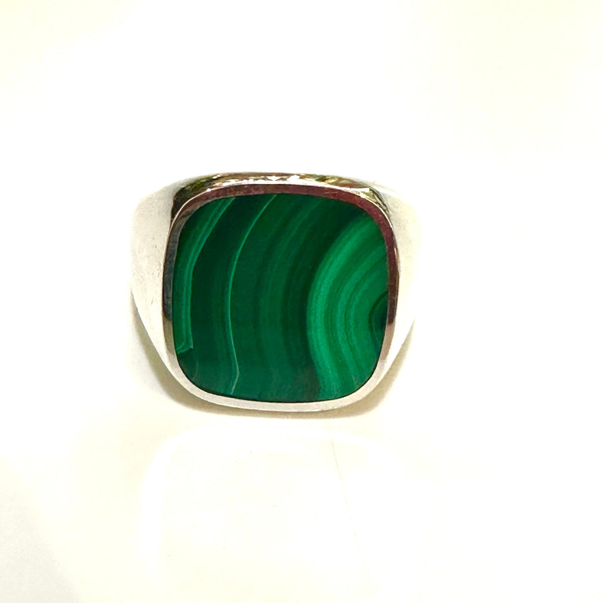 Men's Sterling Silver Malachite Signet Ring