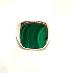 Men's Sterling Silver Malachite Signet Ring