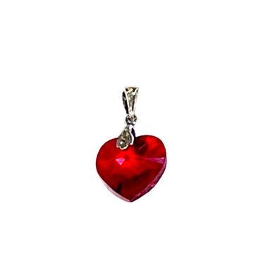 Sterling Silver Marcasite Red Crystal Heart Pendant