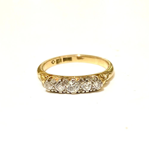 18ct Yellow Gold Old Cut Diamond Bridge Ring