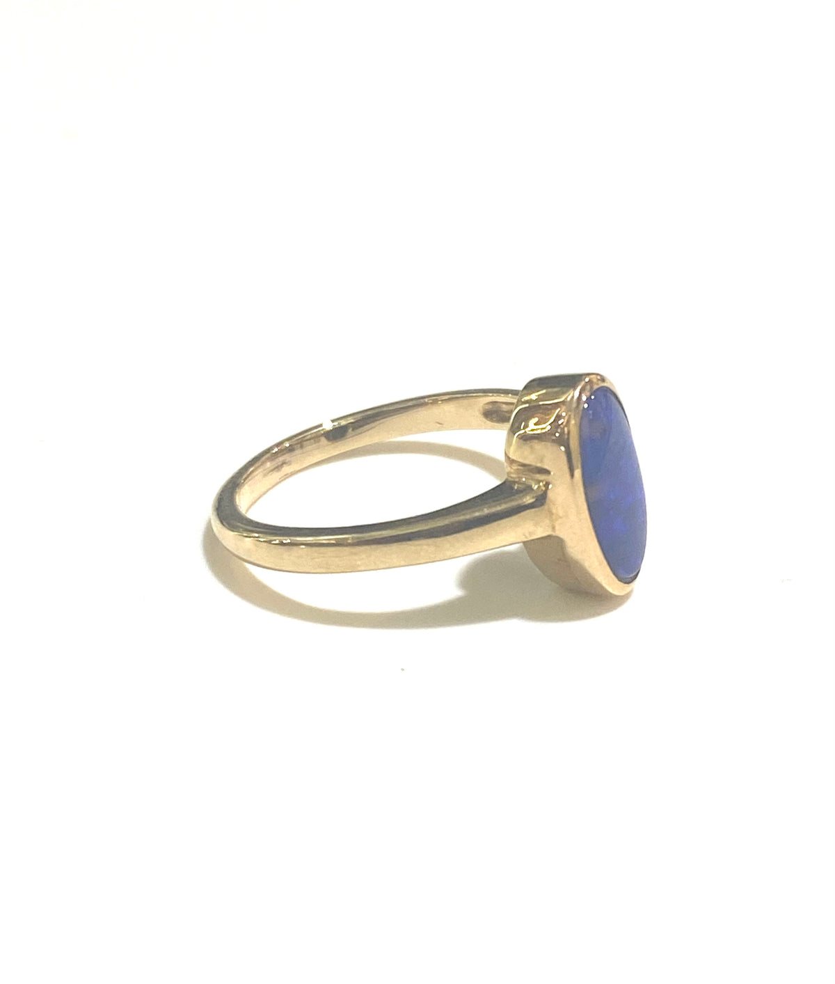 9ct Gold Rounded Black Opal Ring