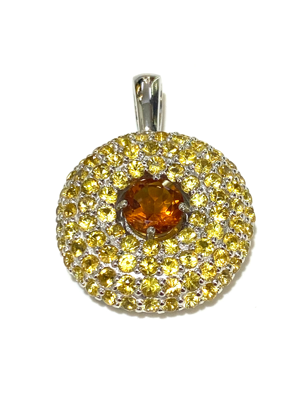 Sterling Silver Citrine and Yellow Sapphire Pendant