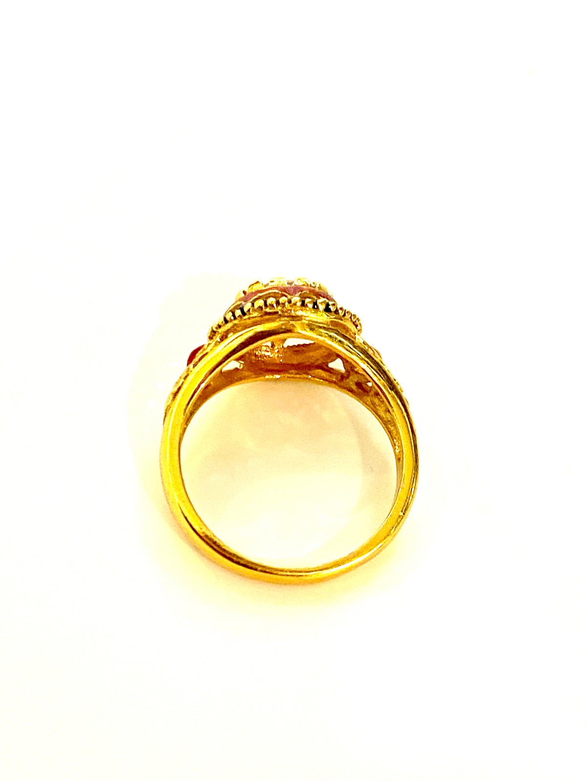 Brass Enamel and Gemstone Ring
