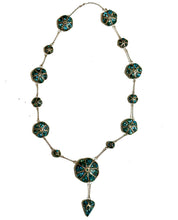 Sterling Silver Natural Turquoise Inlay Chain Necklace