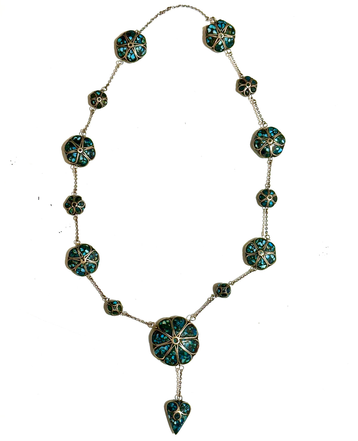 Navaho Native American Turquoise and Silver Necklace