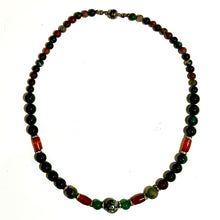 Bloodstone, Carnelian, Moss Agate, and Green Onyx Beaded Necklace with Magnetic Clasp