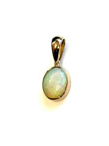 9ct Gold Small Circular Semi Black Australian Opal Pendant