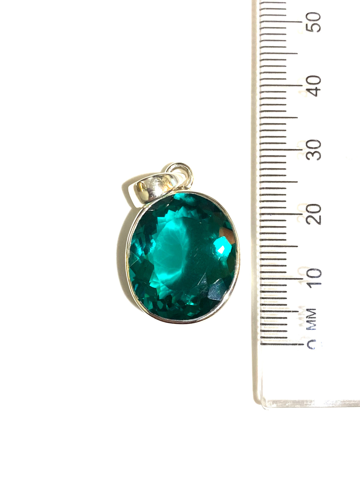 Sterling Silver Teal Crystal Pendant