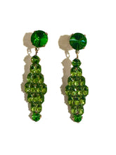 Green Crystal Clip On Earrings