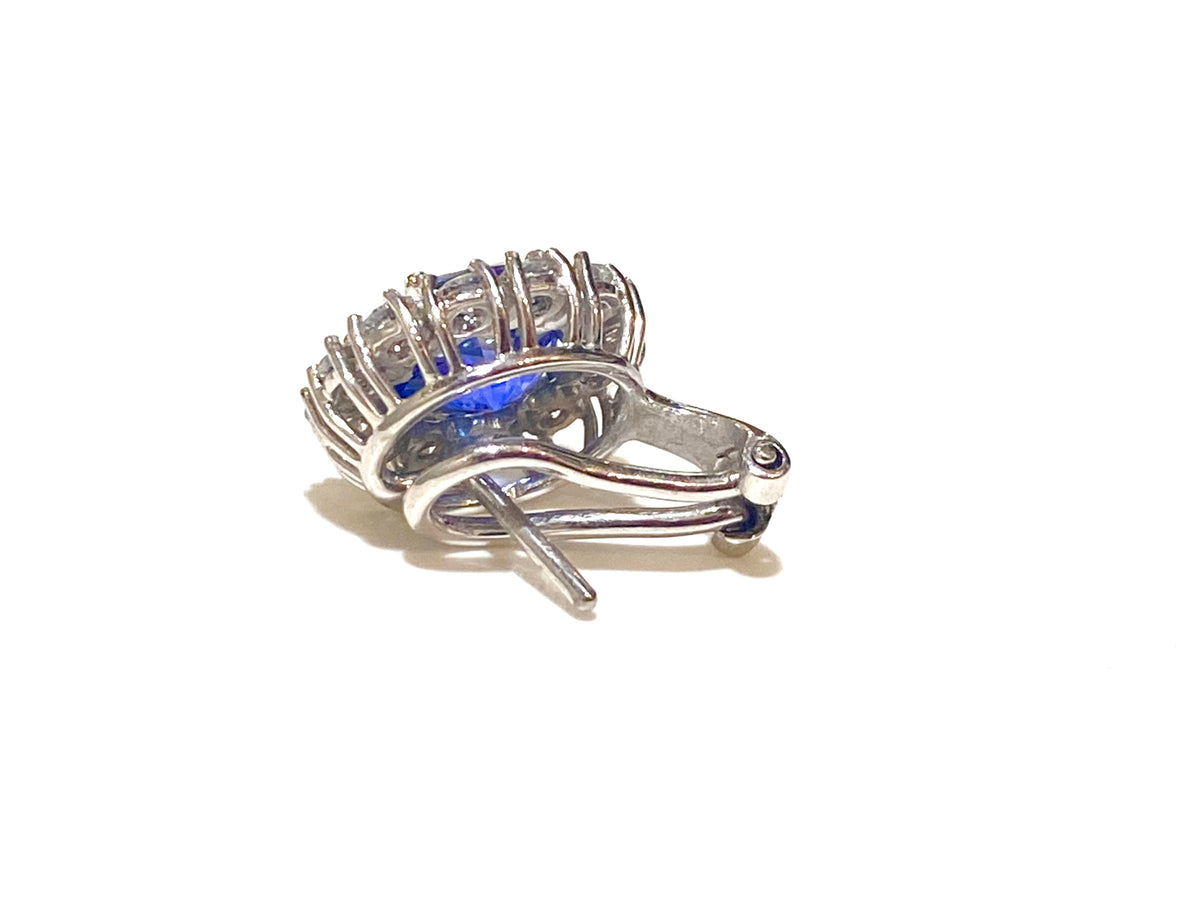 18ct White Gold Ceylon Sapphire and Diamond Stud Earrings