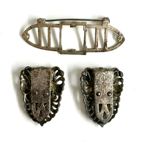 Vintage Sterling Silver Marcasite Dress Clip Brooch