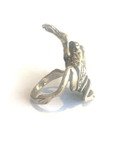Sterling Silver Frog Reaching Up Ring