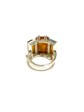 Sterling Silver Chunky Three Stone Amber Ring