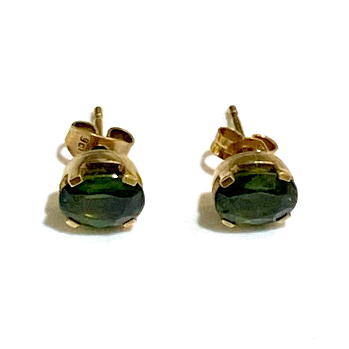 9ct Yellow Gold Green Sapphire Earrings