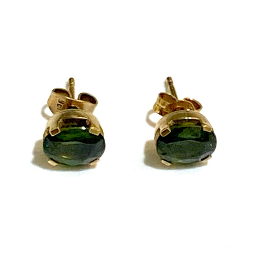 9ct Yellow Gold Green Sapphire Earrings