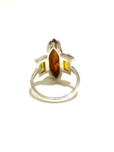 Sterling Silver Three Stone Honey Amber Ring