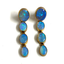 Sterling Silver Gold Plate Solid Opal Drop Earrings
