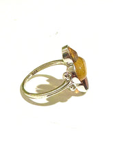 Small Sterling Silver Honey Amber Ring