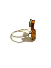 Sterling Silver Honey Amber Modernist Ring