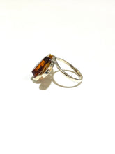 Sterling Silver Amber Teardrop Ring