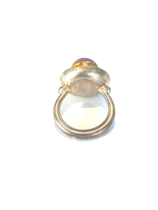 Sterling Silver Gold Plate Pink Tourmaline Ring