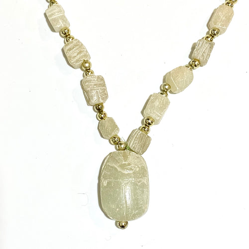 Carved Alabaster Beaded Necklace