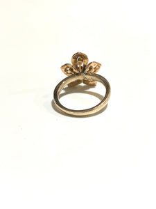 9ct Rose Gold Sapphire and Seed Pearl Flower Ring