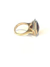 9ct Gold Diamond and Garnet Hexagonal Ring