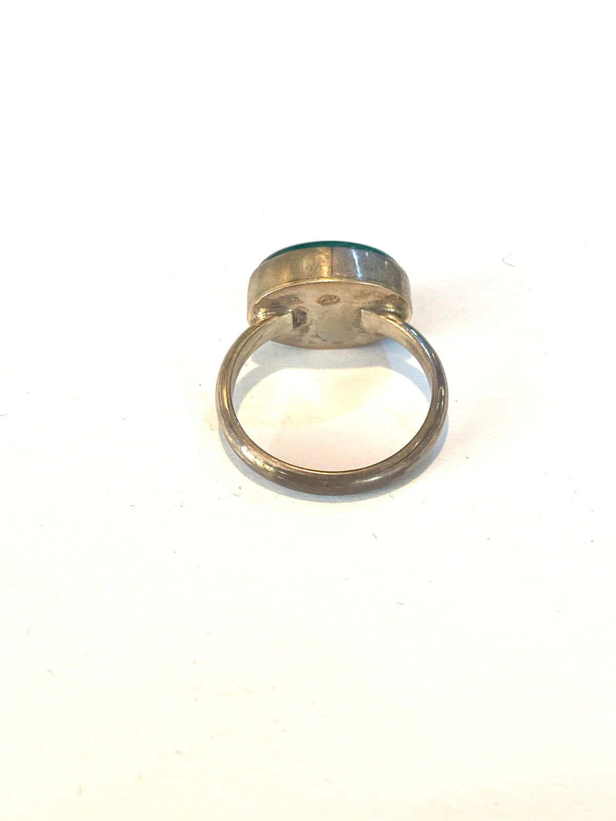 Sterling Silver Oval Cabochon Green Onyx Ring