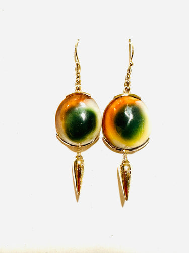 Operculum 9ct Yellow Gold Drop Earrings