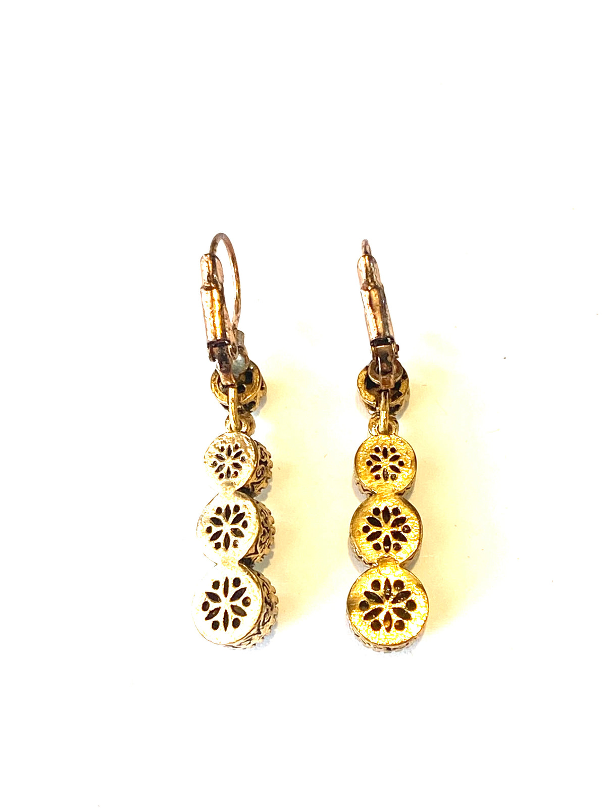 Crystal and Brass Earrings