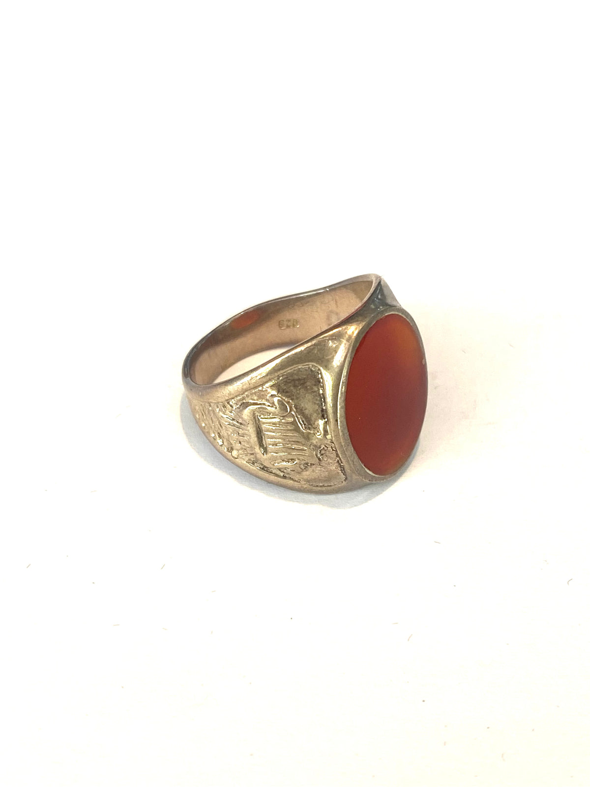 Carnelian Sterling Silver Engraved Band Ring