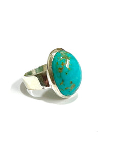 Oval Turquoise Cabochon Sterling Silver Ring