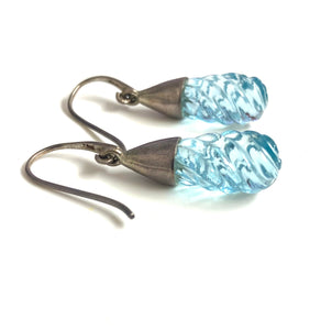 Sterling Silver Swirl Design Topaz Earrings