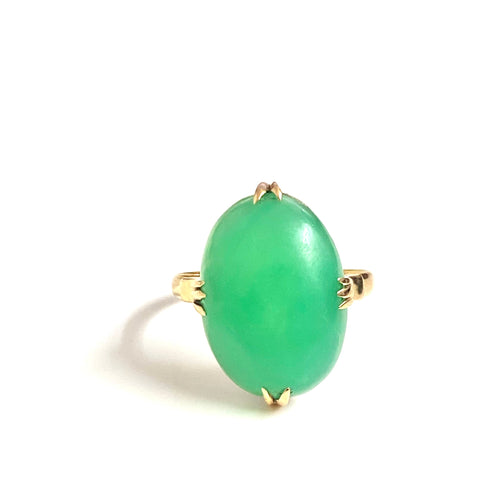 14ct Yellow Gold Chrysoprase Ring