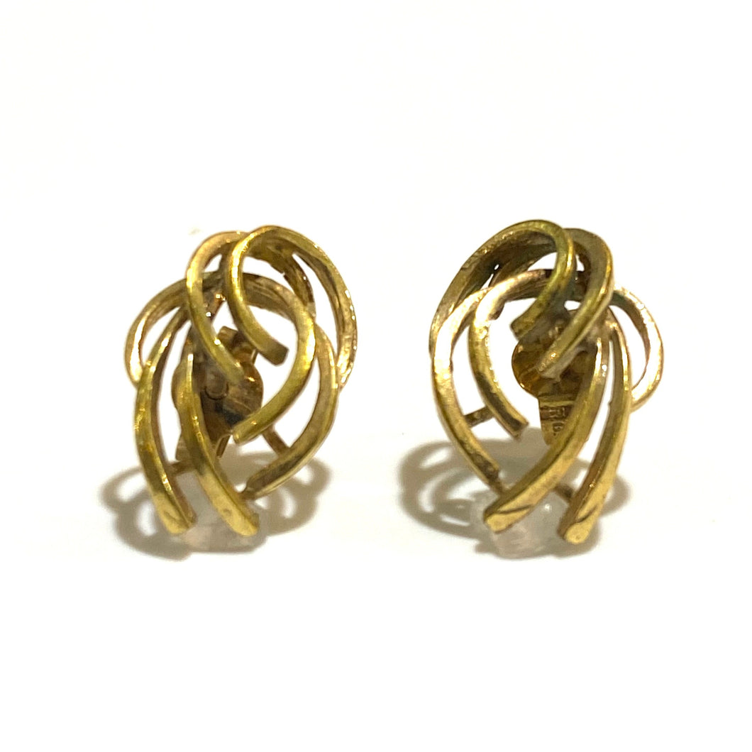 Sterling Silver Gold Plate Curved Stud Earrings