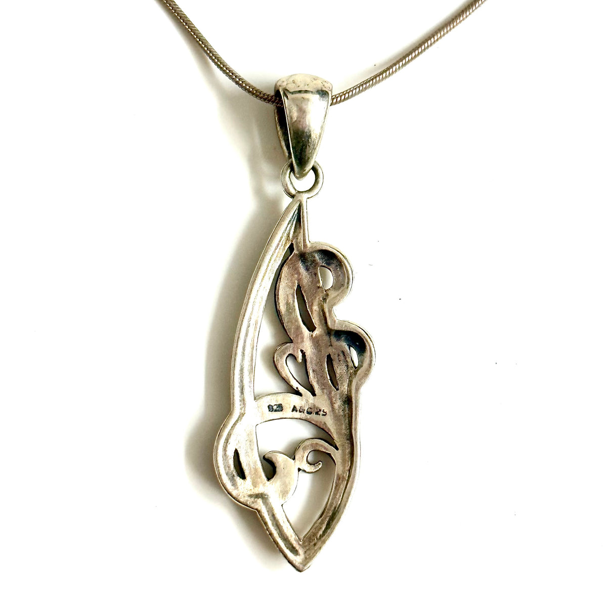 Sterling Silver Marcasite Pendant and Snake Chain