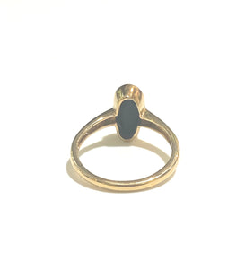 9ct Gold Rounded Black Opal Ring