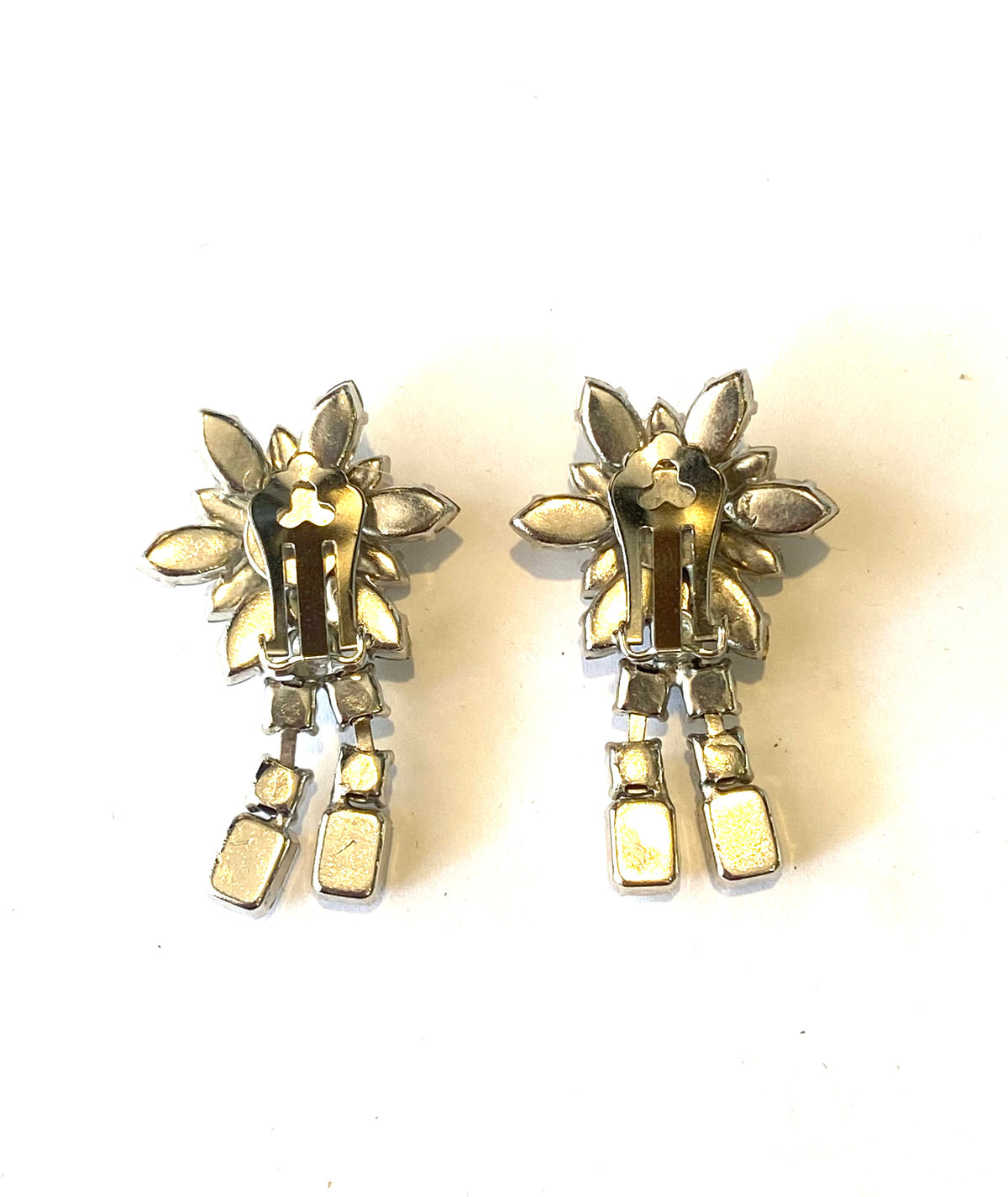 Crystal Floral Clip On Earrings