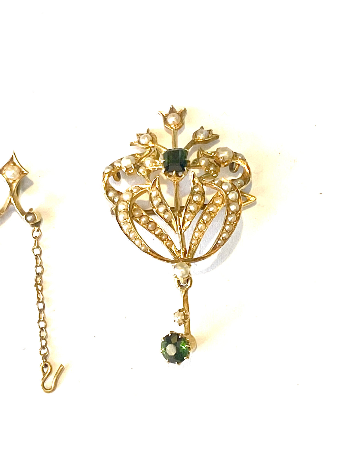 Tourmaline and Seed Pearl Collar Pendants