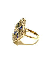 18ct Gold Antique 1890s Blue Spinel & Diamond Ring