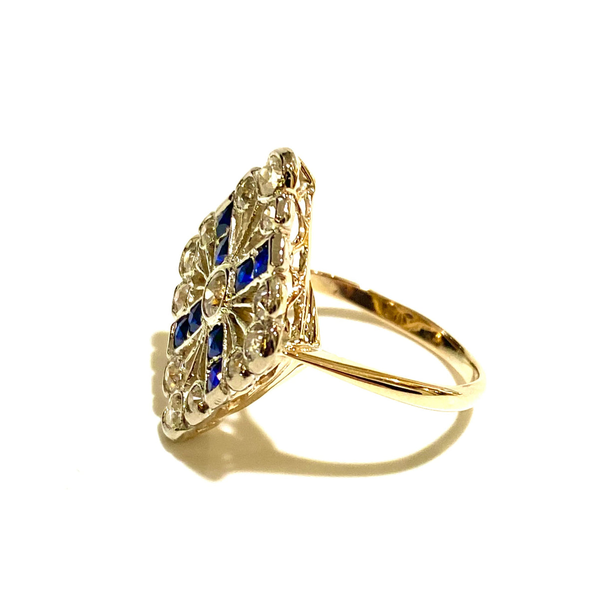18ct Gold Antique 1890s Blue Spinel & Diamond Ring