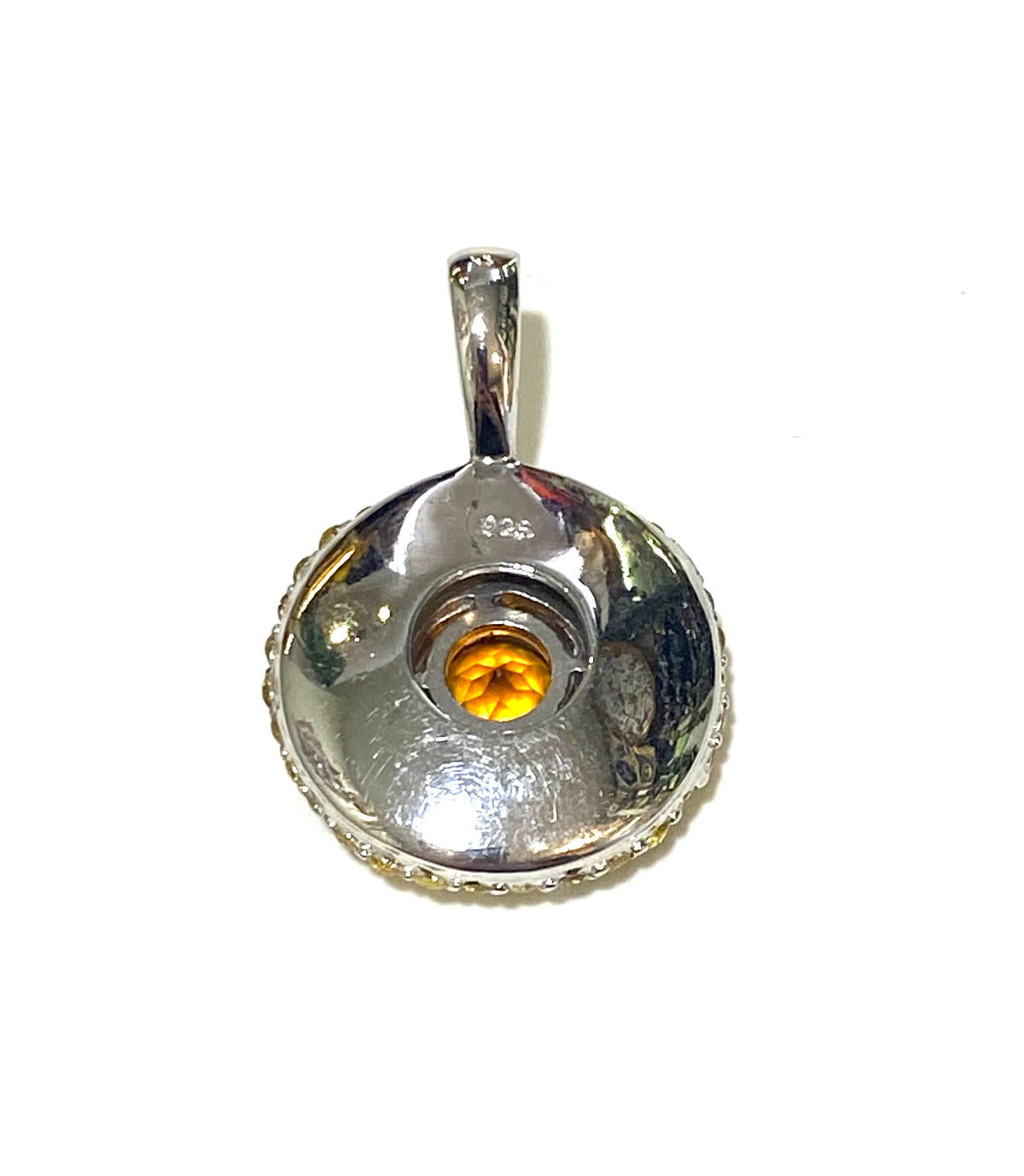 Sterling Silver Citrine and Yellow Sapphire Pendant