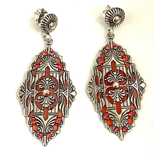 Sterling Silver Red Enamel Earrings