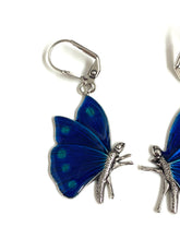 Sterling Silver Blue Enamel Butterfly Earrings