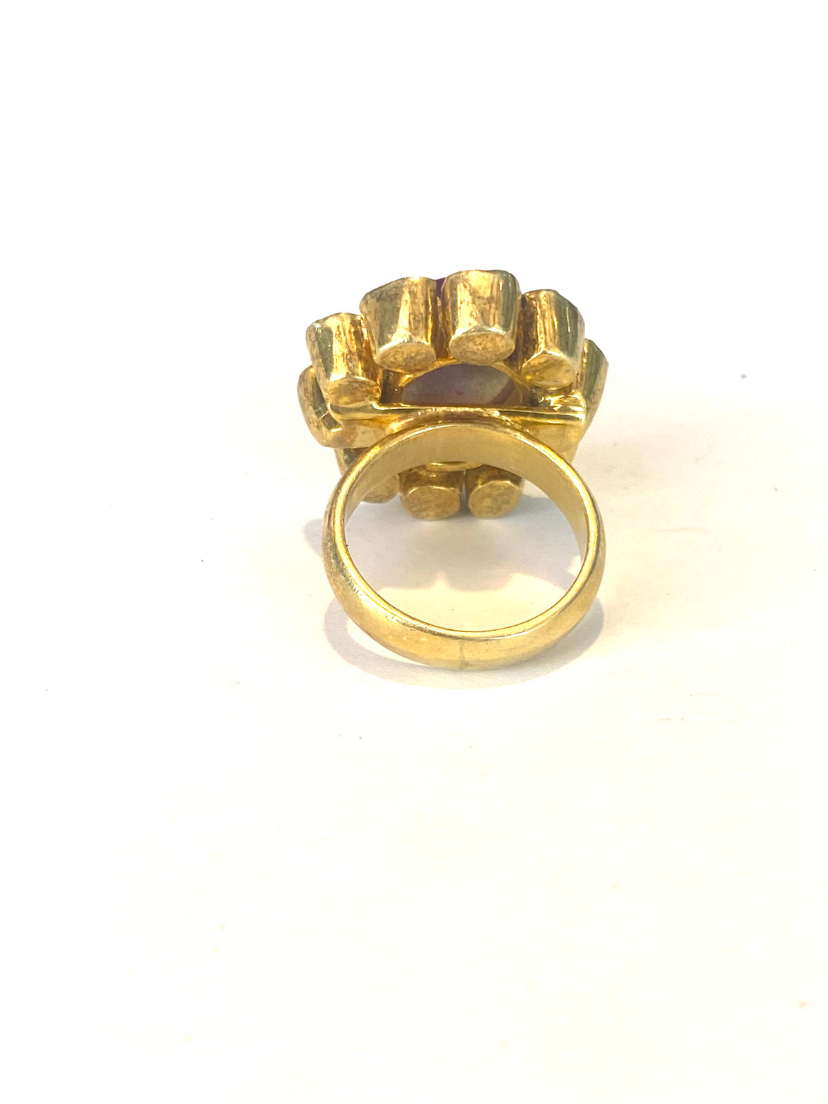Sterling Silver Gold Plate Ruby and Polki Diamond Ring