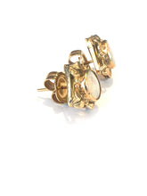Antique 9ct Gold Solid Opal Stud  Earrings
